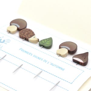 Herbst - Dekorative Polymer Clay Stecknadeln mit ausgefallenen Köpfen - Für Nadelkissen, Stickereien, Quilting - Zum Verschenken oder Sammeln