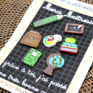 Merci Maitresse - Boutons décoratifs en pâte polymère - Fabriqués à la main - Accessoires pour loisirs créatifs, couture, tricot, scrap