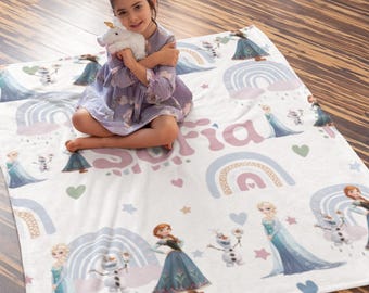 Personalized Frozen Fleece Blanket, Custom Ice Princess Gift