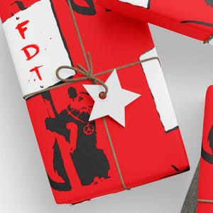 Foxtrot Delta Tango, Banksy inspired, Pacifist Riot Rat FDT  Wrapping Paper | Political Pattern