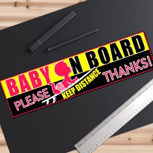 Baby On Board Bumper Sticker, Essential for Cars, 2 sizes, Best Safety Signs, No Need for Suction Cup or Magnet, Durable and Strong Adhesive
