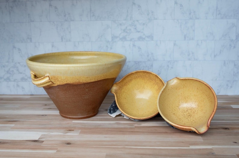 Handmade Stoneware Clay Cassole: French Cooking Pot, Yellow Salt Glaze image 5