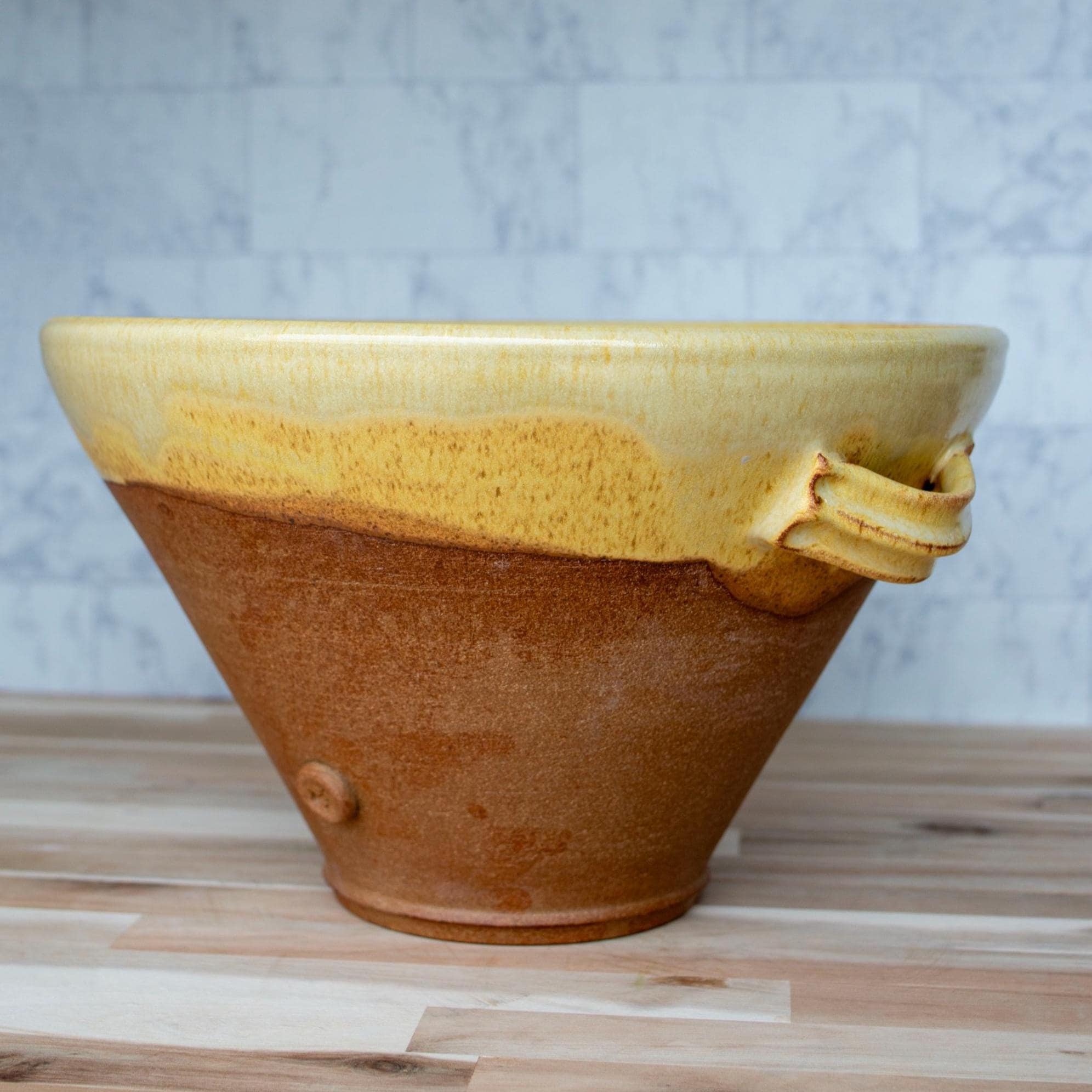 Handmade Stoneware Clay Cassole: French Cooking Pot, Yellow Salt