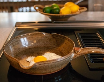 Small Skillet, Handmade Pottery for Stovetop