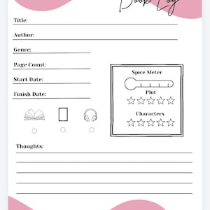Book Log with Spice Meter Downloadable PDF