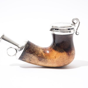 Antique Pipe Bowl Made of Meerschaum with Silver Cap and Bit Piece, Late 1800s
