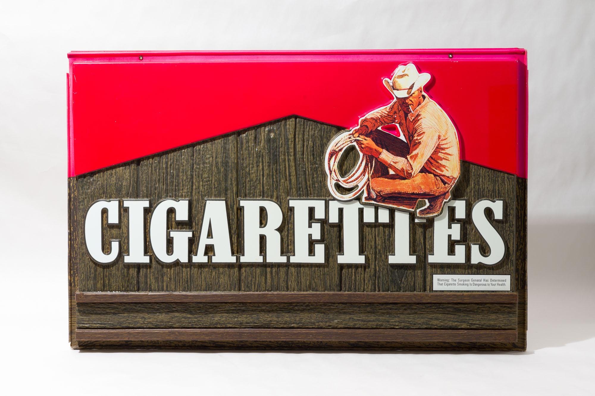 marlboro platinum cigarettes Vintage Cigarettes Advertising Sign, Marlboro, Cowboy, C. 1970s