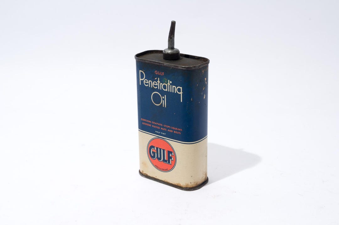Gulf Oil, Penetrating Oil, Half Pint, Vintage Oil Can, 1940s