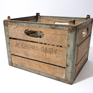Vintage Wood and Metal Milk Crate from Aliquippa Dairy 1960 Erie Crate