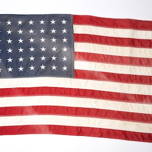 Bandera estadounidense vintage, 48 estrellas, Segunda Guerra Mundial, &quot;Defiance&quot;, de Annin Flagmakers, algodón, 91 x 55 cm, estrellas bordadas, décadas de 1940 y 1950