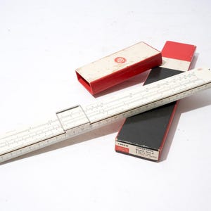 Vintage rekenliniaal van Post Sun Hemmi 1452W universele rekenliniaal, bamboe, Japan, jaren 50