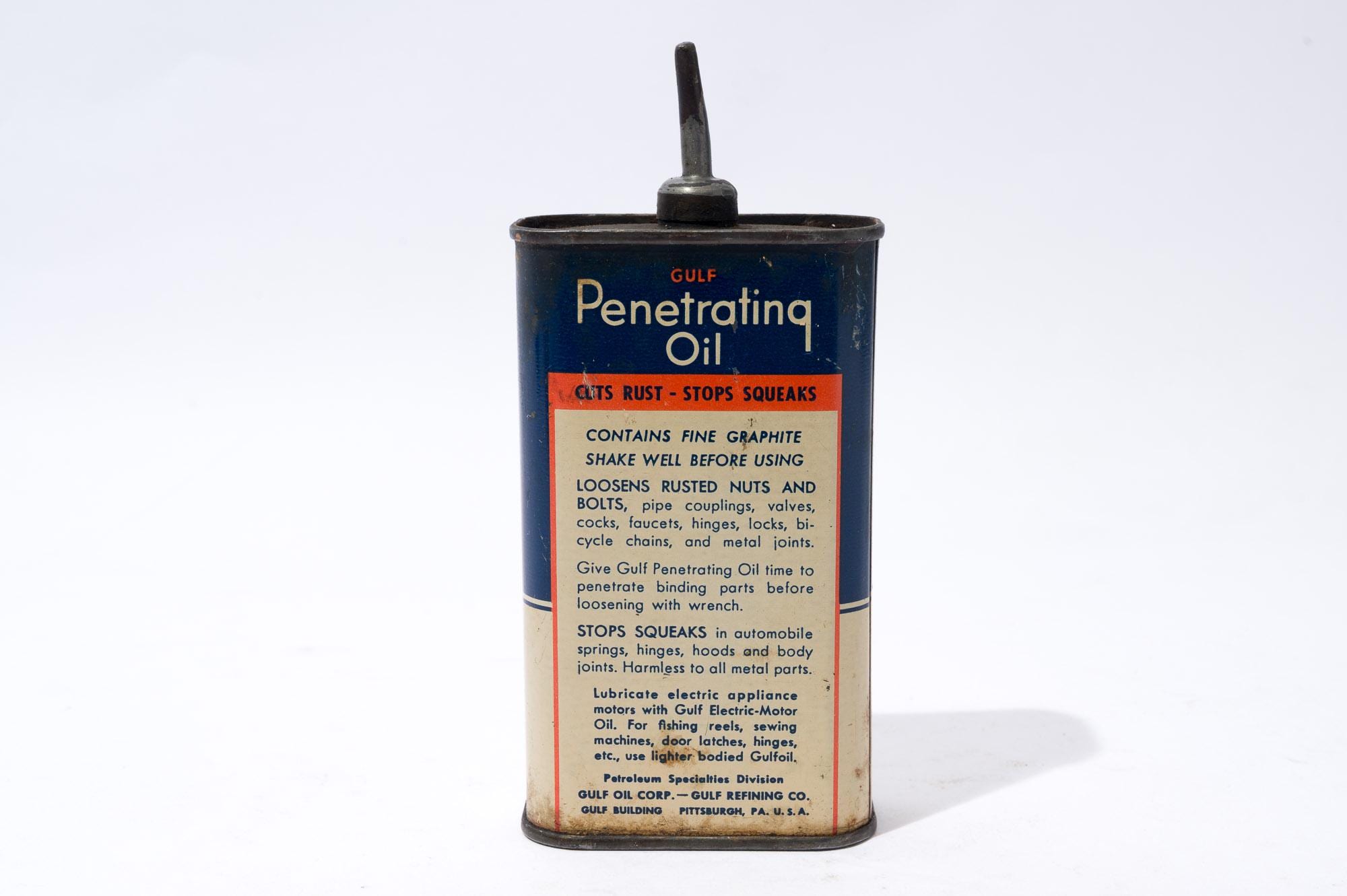 Gulf Oil, Penetrating Oil, Half Pint, Vintage Oil Can, 1940s