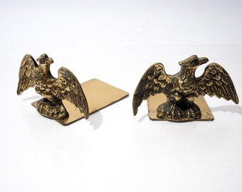 Vintage Brass Eagle Bookends, Spread-wing Eagle