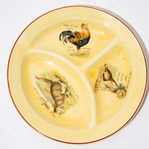 Vintage Nursery Rhyme Plate, Roma, Child&#39;s Plate, Cat, Dog and Rooster