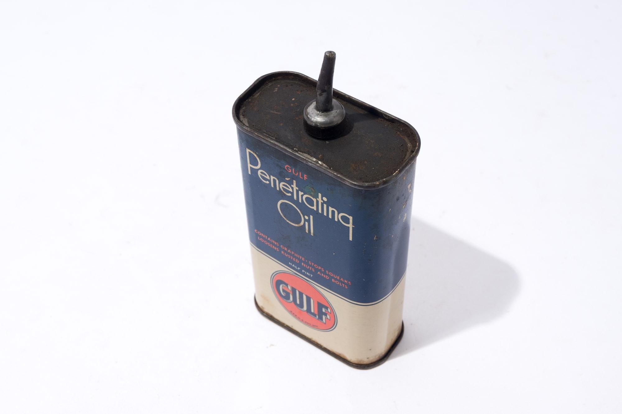 Gulf Oil, Penetrating Oil, Half Pint, Vintage Oil Can, 1940s