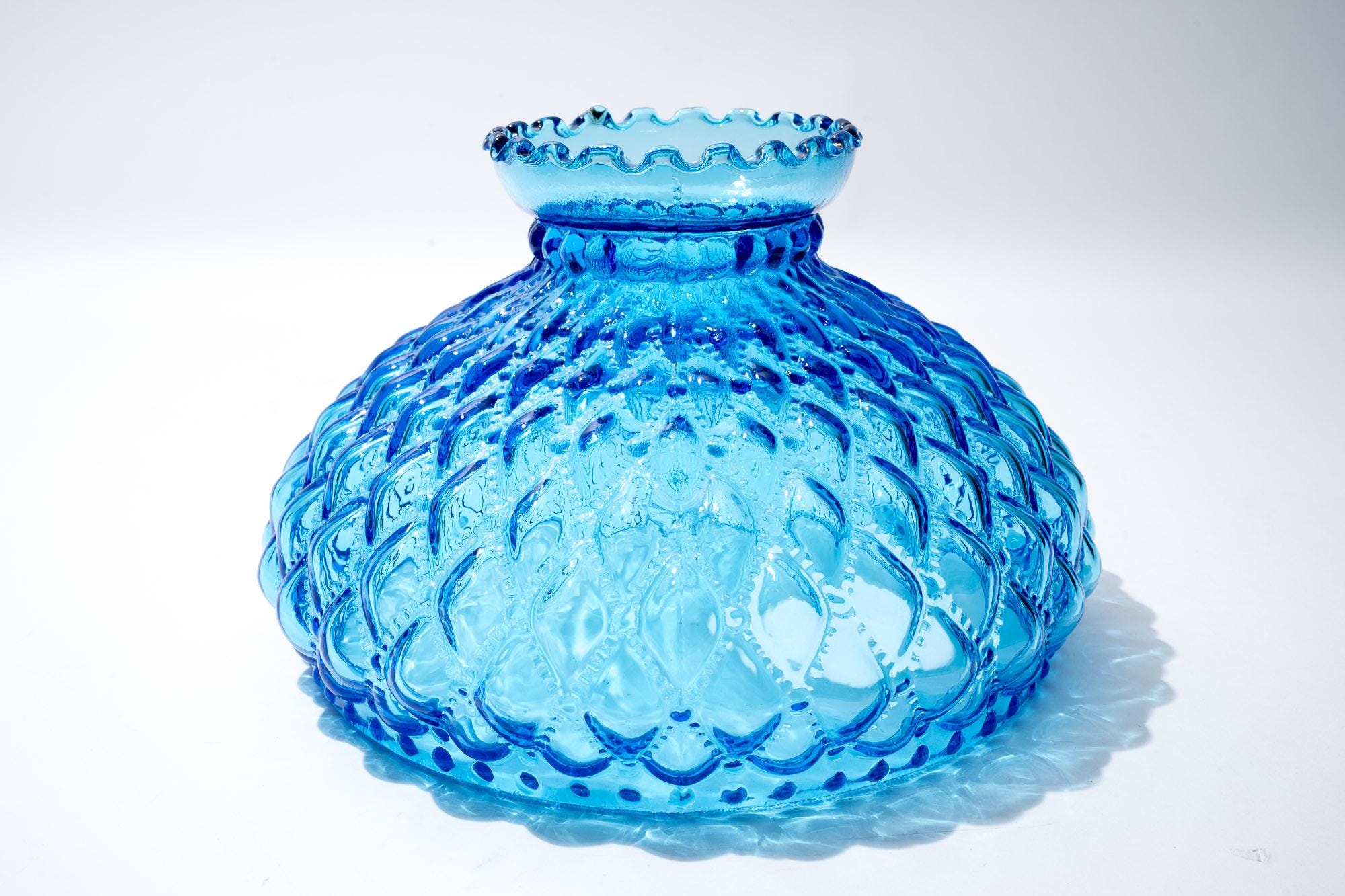 ライト・ランタン Vintage Blue Glass Diamond Lamp Shade B&P Lamp Light Blue Glass Lamp Shade with Diamond Quilted