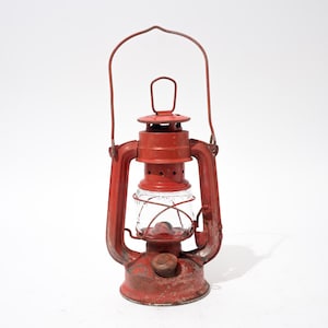 Kerosene Lantern Red Globe Brand Hong Kong Oil Lamp Hurricane Lantern Vintage 1930s to 1950s
