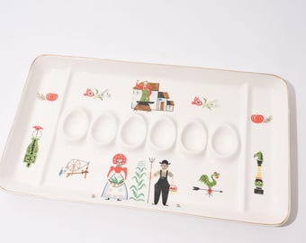 Vintage Eierplatte, Aperitifteller, Country-Thema, Royal Sealy