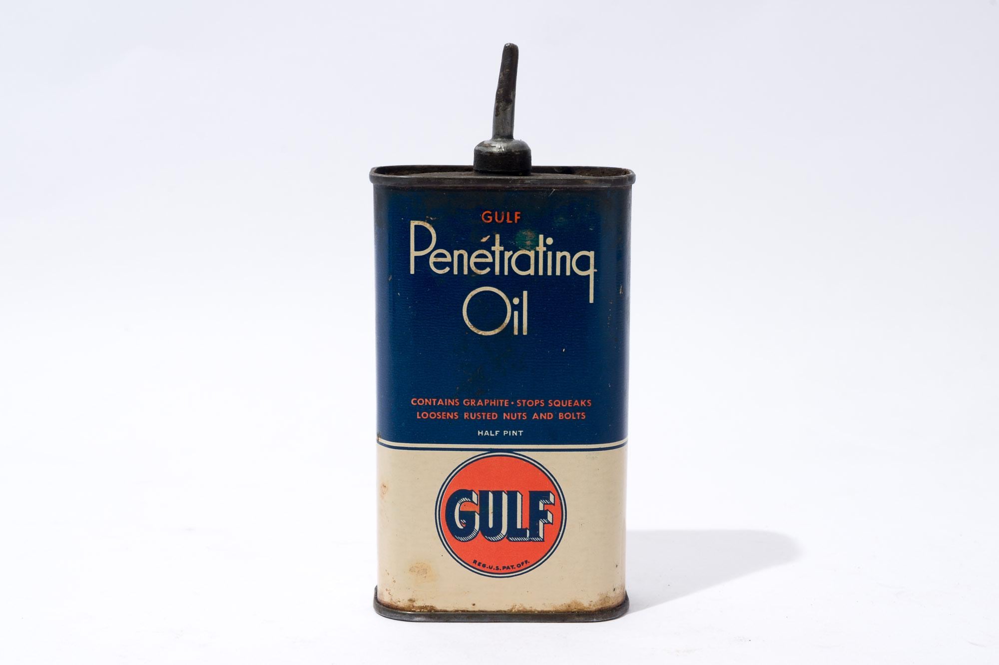 Gulf Oil, Penetrating Oil, Half Pint, Vintage Oil Can, 1940s