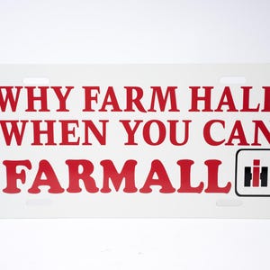 Retro License Plate, International Harvester, Farmall Tractor, 1980s