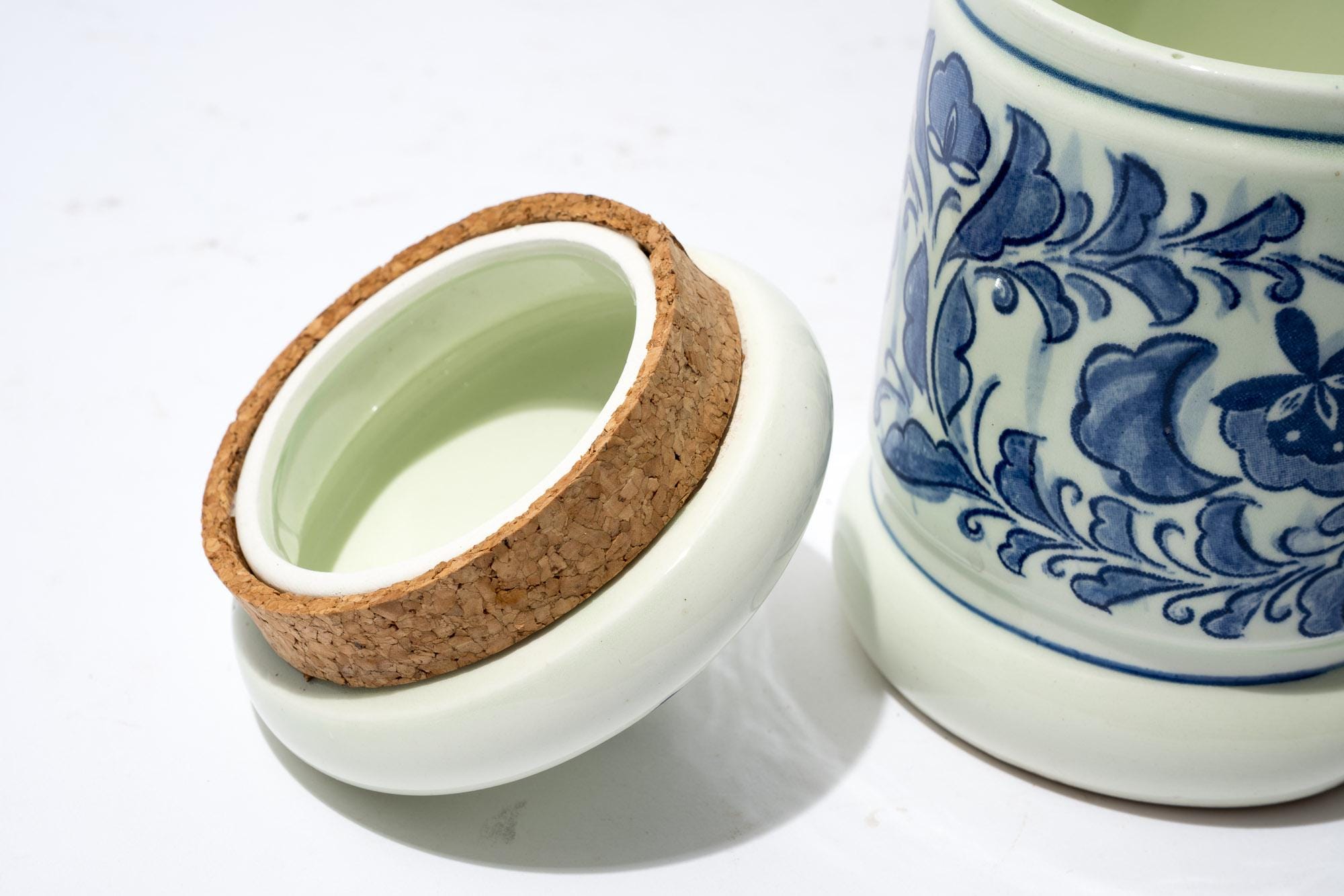 小さなヴィンテージ陶器キャニスター、青い花柄、日本製 - Etsy 日本