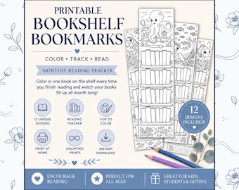 Printable Coloring Bookmarks, Bookmark Coloring Pages for Kids or Adults, Kid Color Your Own Book Marks, Instant Download DIY Kids Activity