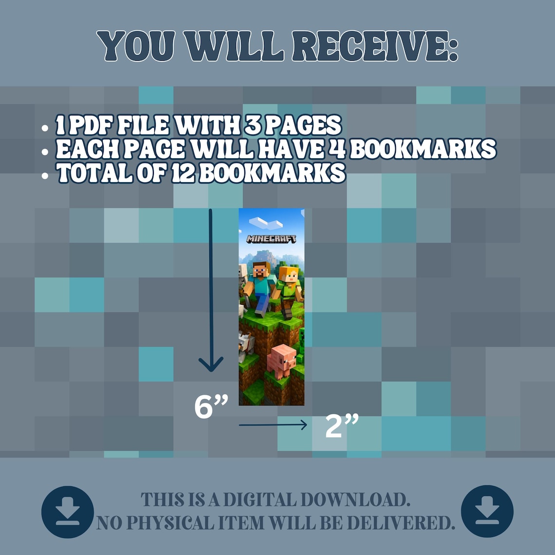 Unique Minecraft Bookmarks Minecraft-inspired Printable Bookmarks – Set of 12 PDF Digital ...