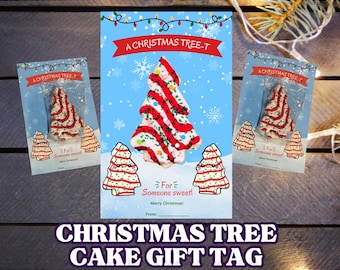 Christmas Tree Cake Gift Tag Printable, Holiday Treat Bag Tag, Christmas Classroom Favor, Instant Download, Christmas Gift Tag, PDF