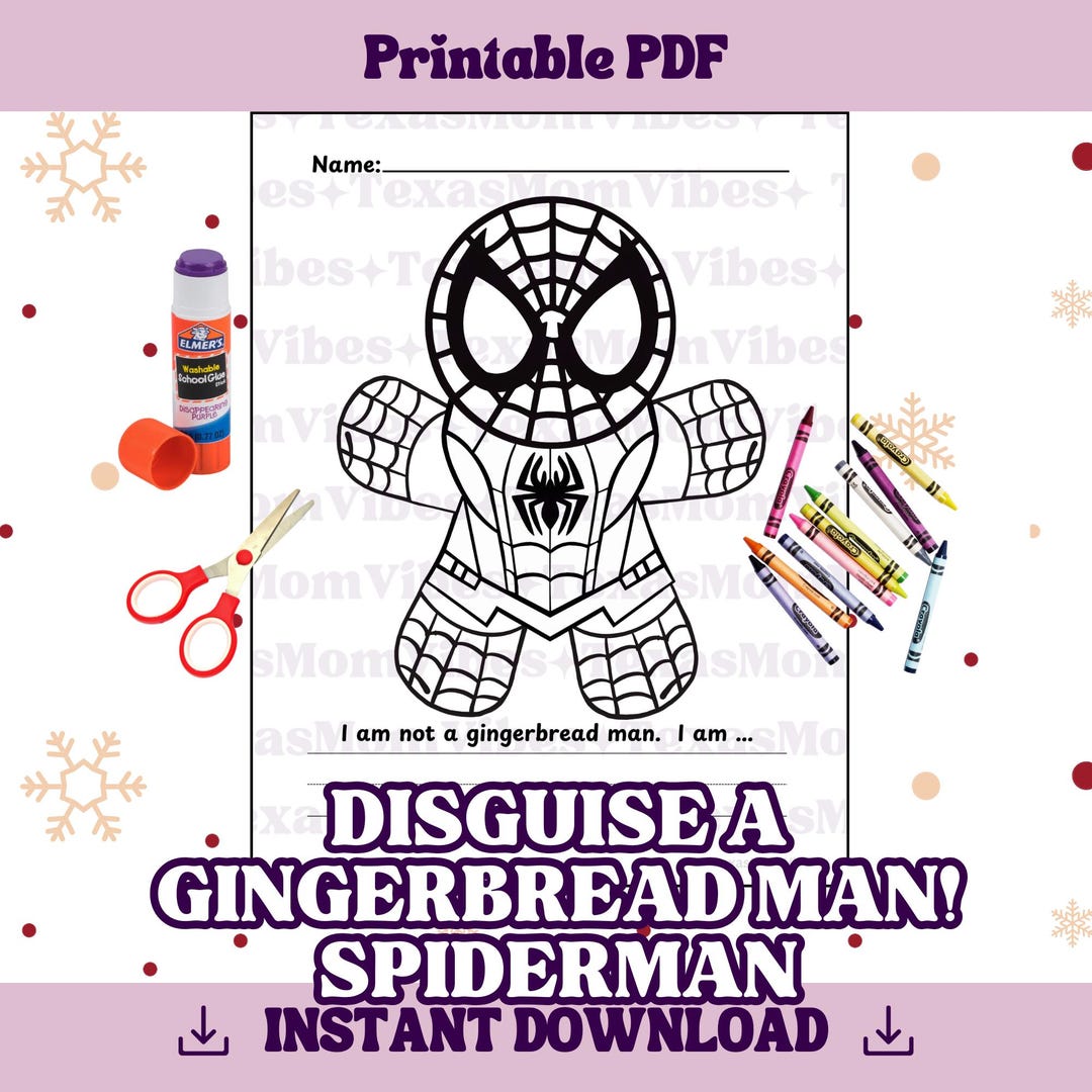 Disguise a Gingerbread Manspiderman Blank Template Christmas Craft
