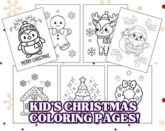 Kids Christmas Coloring Pages, Christmas Activity, 15 Printable Christmas Coloring Pages, Holiday Coloring, Santa, Kids Christmas Coloring