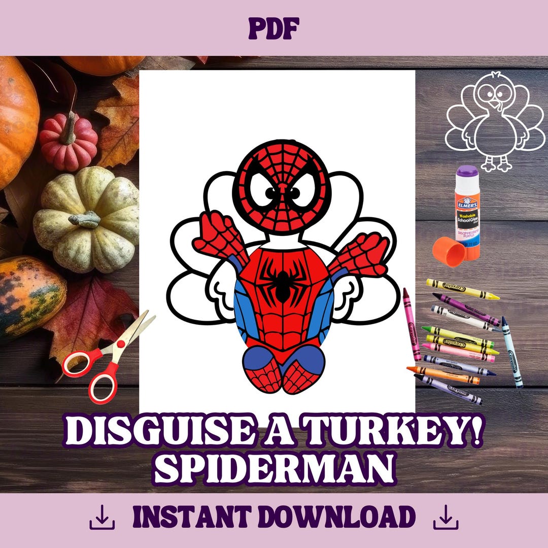 disguise a turkey-spiderman template | thanksgiving craft