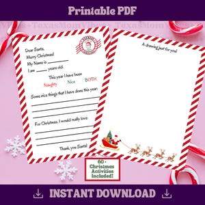 Letter to Santa, Kids Letter to Santa, Printable Letter to Santa, Kids Christmas Wish List, Dear Santa Letter, Santa Wish List, Santa List