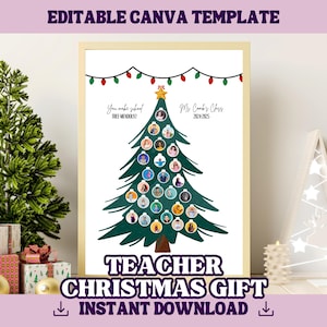 Bearbeitbare Weihnachtsgeschenkvorlage für Lehrer | Klasse Foto Geschenk für Lehrer | Canva Weihnachtsbaum Foto Geschenk | Geschenk von Studenten
