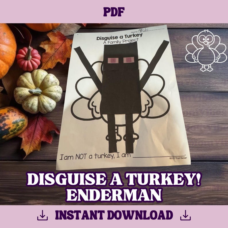 Disguise a Turkey Enderman Minecraft Turkey Template | Thanksgiving ...