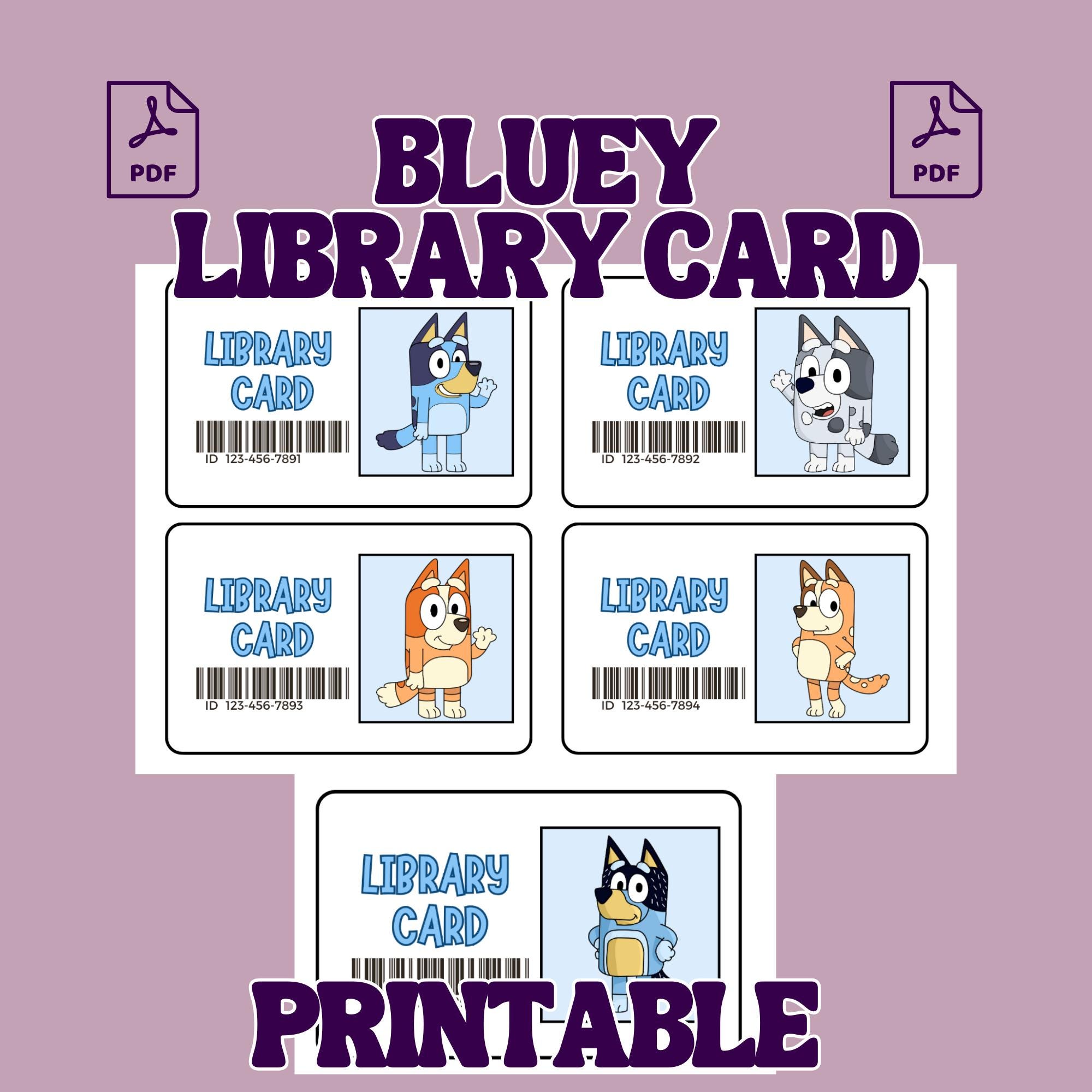 store product block Blue Dog Library Card Bookmark, Bingo, Muffin, Bookmark poster