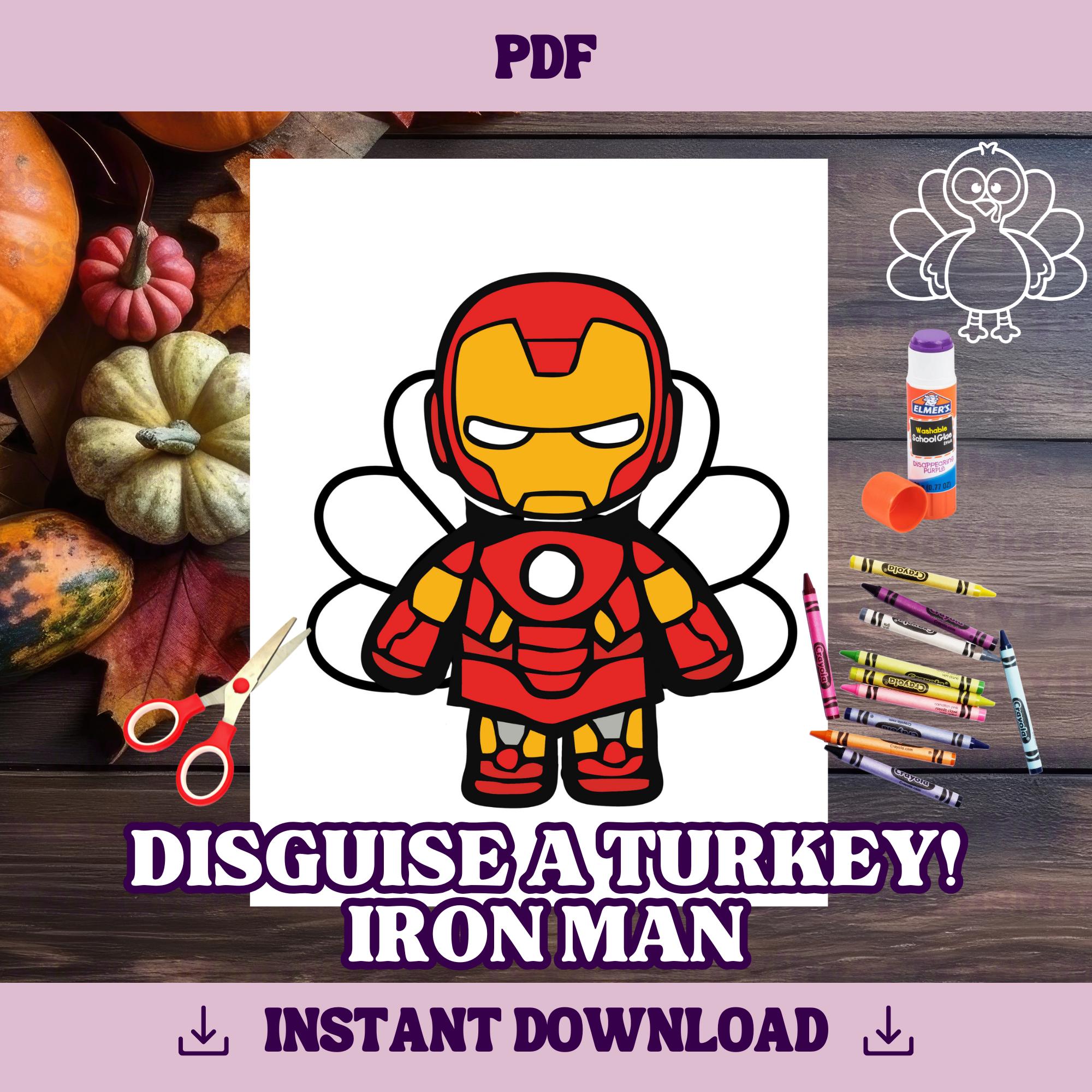 disguise a turkey-iron man template | thanksgiving craft printable