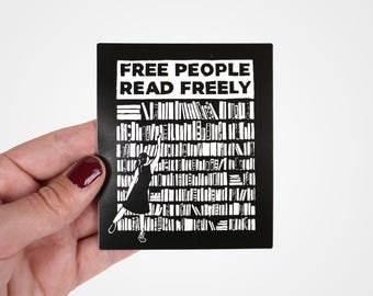 Vinyl sticker - Free People Read Freely. Protect libraries. Resist censorship. Read banned books. Perfect for your little free library.
