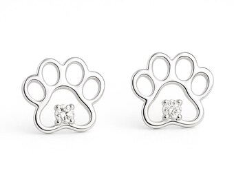 925 Sterlingsilber Pfoten Ohrstecker – Geschenk für Hundeliebhaber