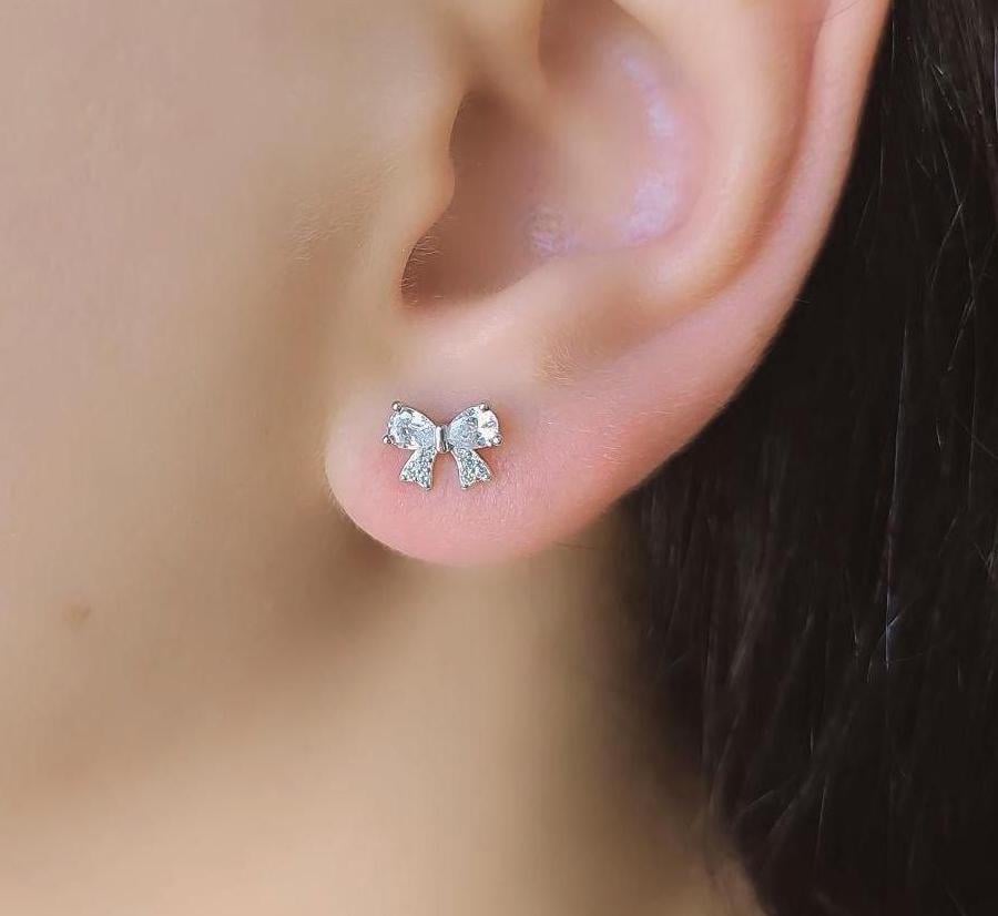 Schleife Silber Ohrringe - Minimalist Schmuck - Schleife Silber Ohrstecker