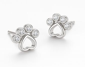 925 Sterling Silber Haustier Pfote Ohrstecker, niedliche Tierpfote Schmuck Geschenk für Tierliebhaber, hypoallergene minimalistische Ohrstecker