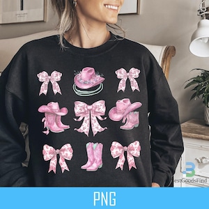 Coquette Cowgirl Png, Western Sublimation Design, Western Coquette Png, Cowgirl Boots Png, Boots With Bows, Coquette Era Png, Pink Bow Png