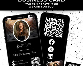 Custom Digital Business Card: QR Code, Clickable Links (Canva Template)