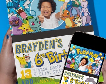 Editable Pokémon Invitation | Pikachu Party Template | Digital Download | Birthday Invite for Kids | Printable