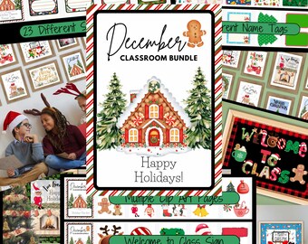Christmas Classroom Decor Bundle | Festive Holiday Teacher Printables | Digital Download | Instant Download