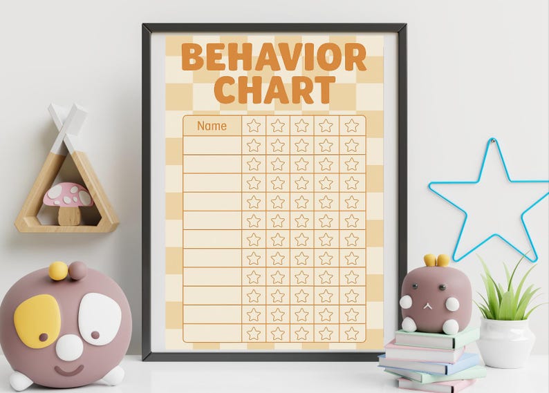 Boho Checkered Classroom Behavior Chart: Printable Reward Tracker ...