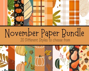 Fall Style Paper Pack | Autumn Scrapbook Backgrounds PNG | Printable Stationery | Craft Paper | Digital Download