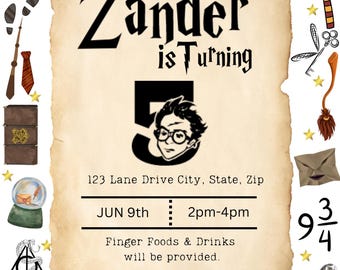 Harry Potter Birthday Invitation: Editable Wizard Party Invite (Digital Download)