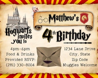 Harry Potter Birthday Invitation | Customizable Wizard Party | Digital Download | Magic Party Invite