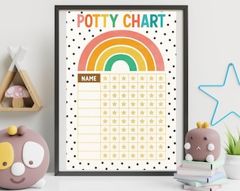 Rainbow Potty Training Reward Chart: Polka Dot Design (Digital Download)