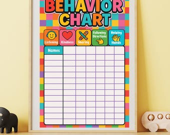 Classroom Behavior Chart | Rainbow Checker Digital Download | Teacher Aid | Student Reward System | Printable